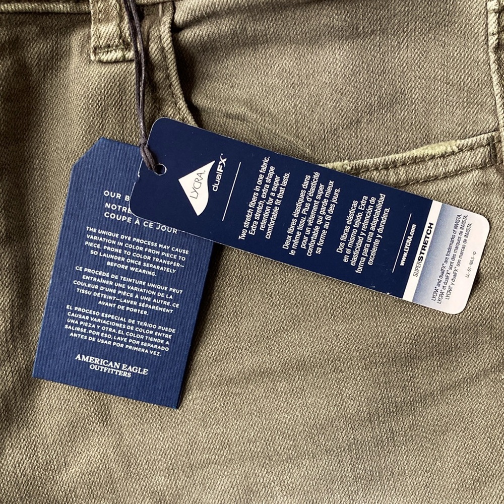 American Eagle Outfitters Olive AEO Denim Jegging Crop Low Rise Size:10 NWT - Picture 6 of 7